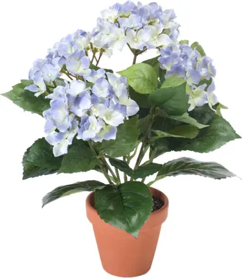 Produktbild von artplants.de Textilblume Hortensie LAIDA auf Steckstab, hellblau, 35cm - Künstliche blühende Pflanze