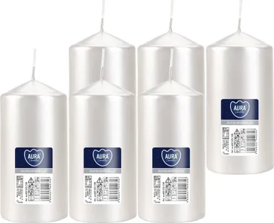 Zdjęcie produktu dla Świeca walec BISPOL Aura 38H 12CM SW60/120 BIAŁA PERŁA 6szt.