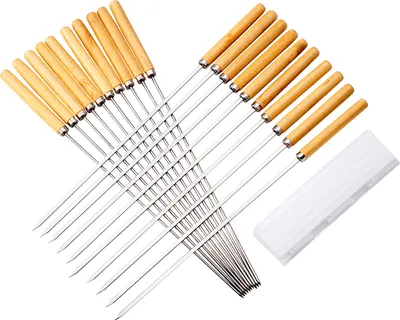Produktbild von 20PCS Barbecue Spiess Grillen Kabob Wiederverwendbare Metallspiesse Hochleistungs-Edelstahl BBQ Shish Kabob Werkzeuge fuer Hot Dog Fleisch Fisch Gemuese Steak