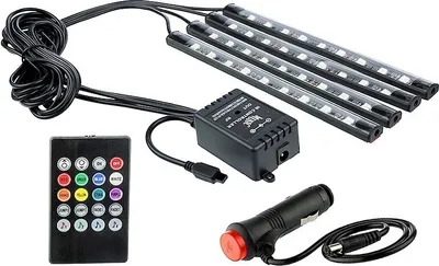 Immagine prodotto di 9 strisce LED 12V per l'illuminazione interna dell'auto, 4 pezzi.