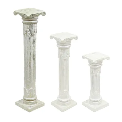 Produktbild von Säule Antike Blumensäule Dekosäule Ständer Sockel Podest Blumenständer Holz in vielen verschiedenen Designs , Säulen Variante Antik:Silberwash 100 cm