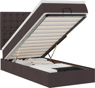 Produktbild von vidaXL Ottomane Bett mit Matratze & LEDs Dunkelbraun 90x200 cm Stoff