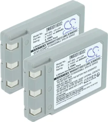 Produktbild von vhbw 2x Akku kompatibel mit Minolta Dimage G500, G530, G600, G400 Kamera (850 mAh, 3,7 V, Li-Ion)