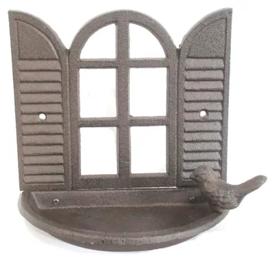 Produktbild von B&S Vogeltränke aus massiven Gusseisen für die Wand Rostbraun H 18 cm