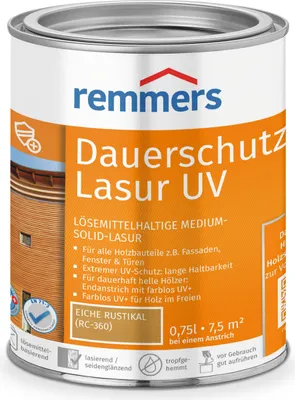 Produktbild von Remmers Dauerschutz-Lasur UV eiche rustikal (RC-360) 0,75 l, Holzlasur