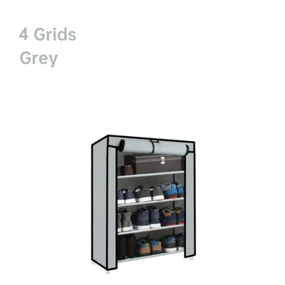Produktbild von Schuhschrank mit 4 Ebenen Schuhregal Stoffschrank für 12 Paare Schuhe Grau