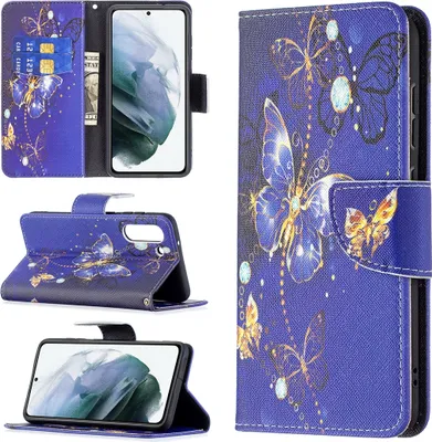 Produktbild von Für Samsung Galaxy S21 FE Kunst-Leder Handy Tasche Motiv 7 Hülle Case Etuis Neu