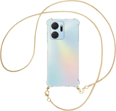 Produktbild von Handykette Backcover-Schutzhülle mit Band (Metall goldfarben) für Honor X7a (6.75'') - goldfarbene Snake-Kette
