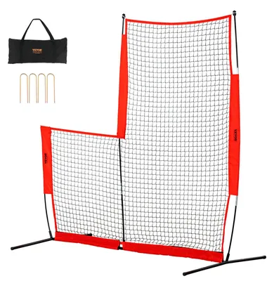 Obrázek produktu pro VEVOR L-Type pro pálkařskou klec 240 x 106 x 214 cm Baseballový a softballový bezpečnostní deštník Ochrana těla Přenosný pálkařský deštník s přenosnou taškou a zemními kolíky, venkovní baseballová nadhazovací síť Červená barva