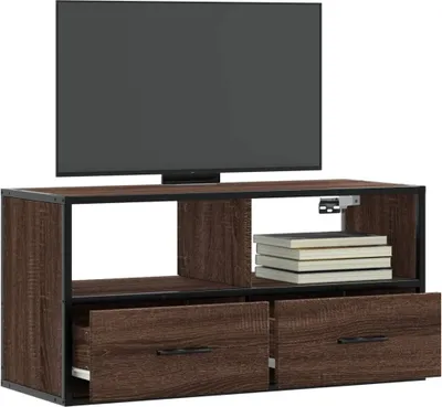 Zdjęcie produktu dla Maison Exclusive – szafka pod telewizor, brązowy dąb, 80 x 31 x 39,5 cm, materiał drewnopochodny i metal