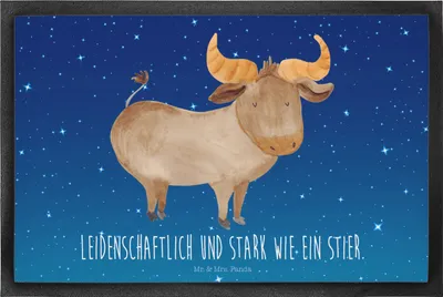 Produktbild von Mr. & Mrs. Panda fußmatte Sternzeichen Stier 40 x 60 cm - Sternenhimmel Blau - Geschenk, Geburtstag April, bodenmatte, Sauberlaufmatte, Ochse, Mai, Schuhabstreifer, Rind