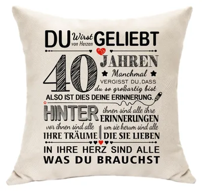 Productafbeelding van Kussensloop-decoratie, gepersonaliseerde verjaardagswensen voor een 40e verjaardag