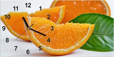 Produktbild von Wanduhr aus Glas mit Motiv Orangenscheiben- 60 x 30 cm - inkl. Aufhängesystem
