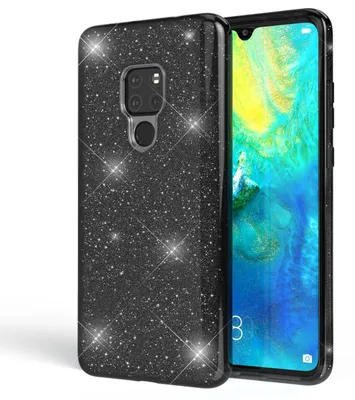 Obrázok produktu pre NALIA puzdro na mobilný telefón pre Huawei Mate20, trblietavý tenký silikónový kryt ochranný kryt čierny