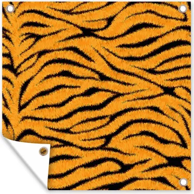 Produktbild von MuchoWow® 50x50 cm Outdoor-Poster Gartendeko Sichtschutz Garten Poster für den Garten  Tigerdruck - Orange - Schwarz