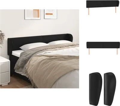Image de vidaXL Tête de lit avec oreilles Noir 183x23x78/88 cm Similicuir - Tête & Pieds de lit