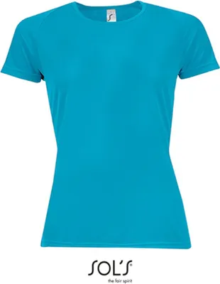 Image de SOLs 01159 | T-shirt de sport raglan femme + dos long - Couleur : Aqua - Taille : M