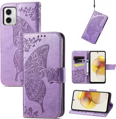 Produktbild von König Design Hülle kompatibel mit Kunstleder Handyhülle - Handy Case Hellviolett