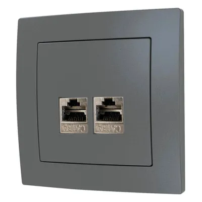 Obrázek produktu pro Síťová zásuvka McPower ''Flair'' CAT6A, pod omítku, antracitová, plně stíněná