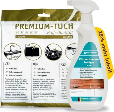 Produktbild von HOTREGA Küchenfronten-Reiniger matt 750 ml Spray | gebrauchsfertiger Oberflächenreiniger gegen Fett & Öl | säure- und laugenfrei | materialschonend