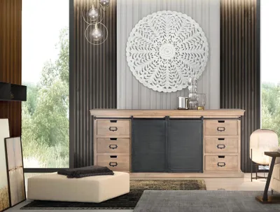 Produktbild von Sideboard aus Mangoholz im Industrialstil, 85 cm x 190 cm x 40 cm Giner y Colomer
