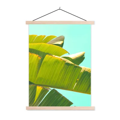 Produktbild von MuchoWow® Textilposter Bananenblatt - Blätter - Tropisch - Sommer 40x53 cm mit holzfarbenen Rahmen - Schlafzimmer
