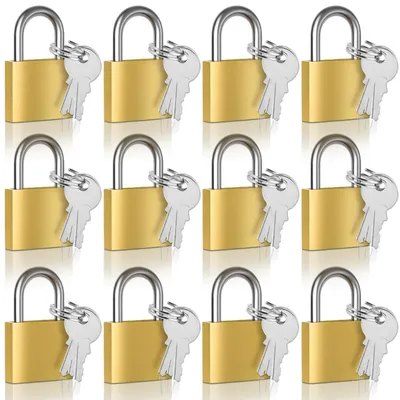 Productafbeelding van Messing hangsloten, 30 mm, gelijksluitend, 12 stuks, elk met 3 sleutels