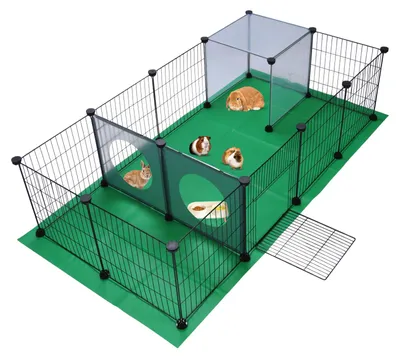 Kleintiergehege mit Spielöffnungen, DIY, 140x70x35 cm
