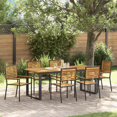 Imagen del producto de Maison Exclusive - Juego de mesa para jardín, 7 piezas, color , madera maciza de acacia