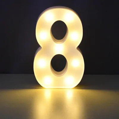 Image de Chiffre lumineux LED 3D, 22 cm Chiffre 8