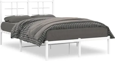 Produktbild von Design Bettgestell mit Kopfteil Metall Weiß 120x200 cm, Klassische Betten 2024 Neu