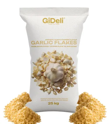 Produktbild von Knoblauchflocken 25kg Naturrein Gastronomie Fleisch Fisch Gemüse Intensiv GiDeli