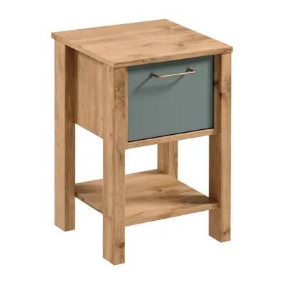 Image de AX LIVING Table de nuit pour lit boxspring Iseonia SN chene Wotan/Green