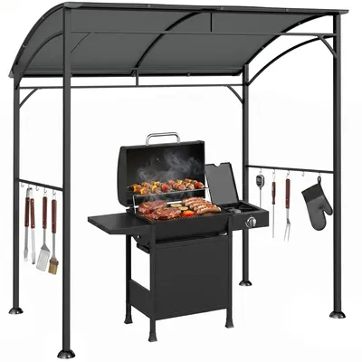 Produktbild von Outsunny Grillpavillon 215 x 150 x 220 cm Wasserabweisend Gartenpavillon Haken