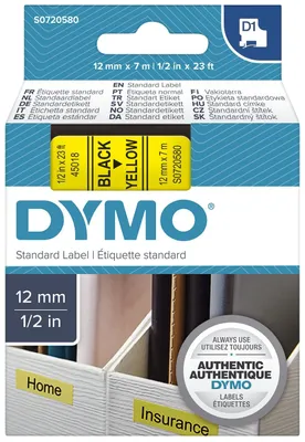 Immagine prodotto di DYMO D1  Schriftband 45018  12mmx7.0m schwarz->gelb