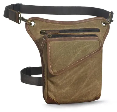 Immagine prodotto di Borsa a tracolla da cintura, modello messenger, da uomo, in tela e pelle marrone, dimensioni 26x4x25 cm, impermeabile, modello FB2113