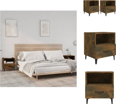 Image de vidaXL Tables de chevet 2 pcs. Chêne fumé bois composite - Tables de chevet