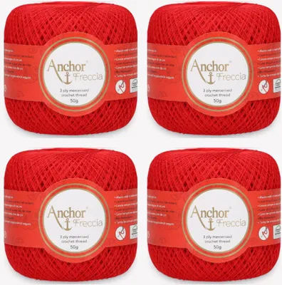 Image de 4 pelotes d'Anchor Freccia 25 – Fil de coton extra-fin pour le crochet en filigrane (couleur 00046)