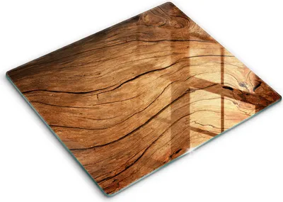 Zdjęcie produktu dla Deska kuchenna – 60 cm x 52 cm - Szklana deska do krojenia - Szkło hartowane – Antypoślizgowa - Tekstura Deski Drewna