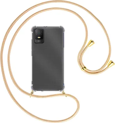 Produktbild von Handykette Backcover-Schutzhülle mit Band (Metall goldfarben) für TCL 403 (T431, 6.0'') - Goldkordel
