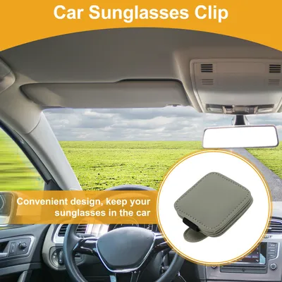 Image de Clip Magnétique Universel Pour Lunettes De Soleil De Voiture, En Cuir Gris, 6,3 X 6,3 Cm, 1 Pièce