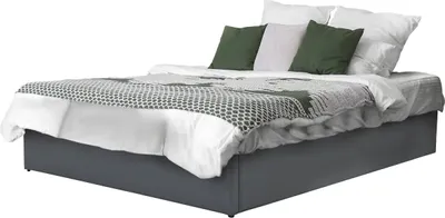 Image de Lit double en PVC avec coffre "Ava" - 140 x 190 cm - Gris