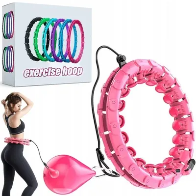 Immagine prodotto di Cerchio fitness con peso e rilievi massaggianti rosa, hula hoop regolabile per esercizi di vita, addome e coordinazione