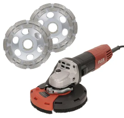 Produktbild von FLEX Betonschleifer Set - Flex Winkelschleifer + 2x Diamantschleiftopf Standard
