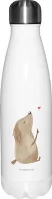 Produktbild von Mr. & Mrs. Panda Trinkflasche Hund Liebe - Weiß - Geschenk, Thermos, Herz, Hunde, Thermosflasche, trinkflaschen, Sprüche, Sportflasche, isolierflaschen