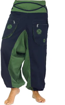 Produktbild von Haremshose, Pluderhose, Pumphose, Aladinhose Spirale - Schwarz/grün, Damen, Baumwolle, Größe: M