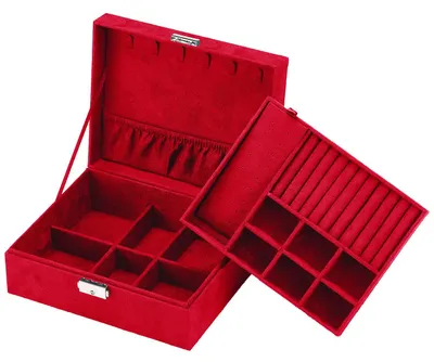 Image de Intirilife boîte à bijoux de haute qualité boîte à accessoires en rouge - Pour ranger bagues chaînes montres boucles d'oreilles et bracelets