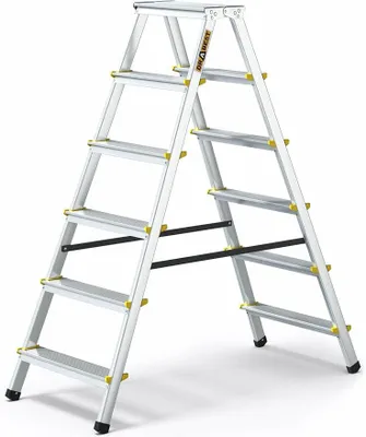 Produktbild von Trittleiter Klapptritt Aluleiter mit 6 Stufen Beidseitig Leiter bis 150 kg Belastbar Stehleiter, Haushaltsleiter