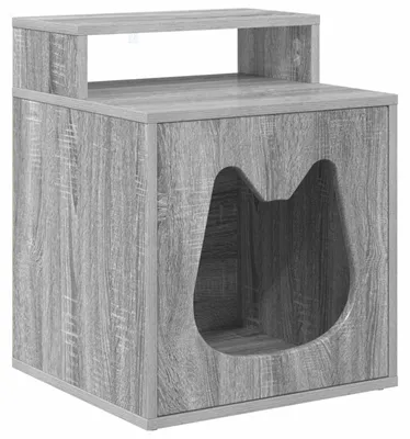 Obrázek produktu pro vidaXL Kočičí domek Sonoma, šedá barva, 42,5 x 40 x 53,5 cm, materiál: dřevotříska