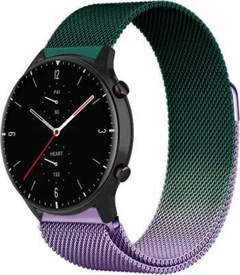 Produktbild von Strap-it Milanese Armband - Kompatibel mit Amazfit GTR 2 Armband Ersatzarmband Edelstahl - Armband mit Magnetverschluss - Hochwertiges Material - für Smartwatch 22mm Armband Grün